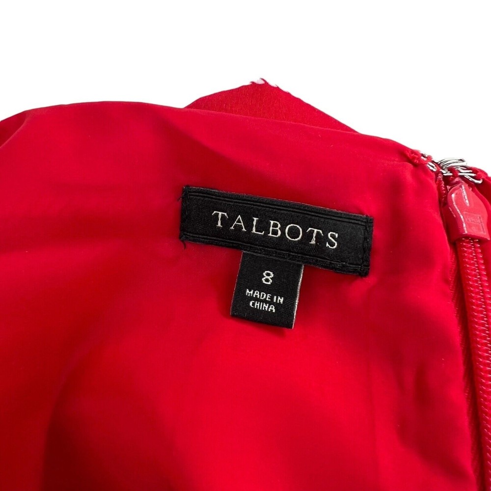 Talbots Dress 8 Medium Fit Flare Red White Stripe Sailor Nautical Cotton $179 - Picture 6 of 7